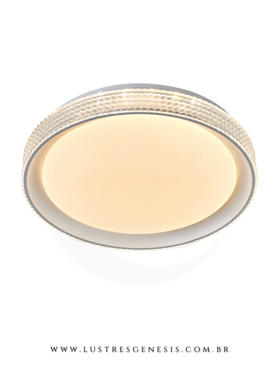 Plafon LED 40cm Metal Branco e Acrílico 28+28W Bivolt